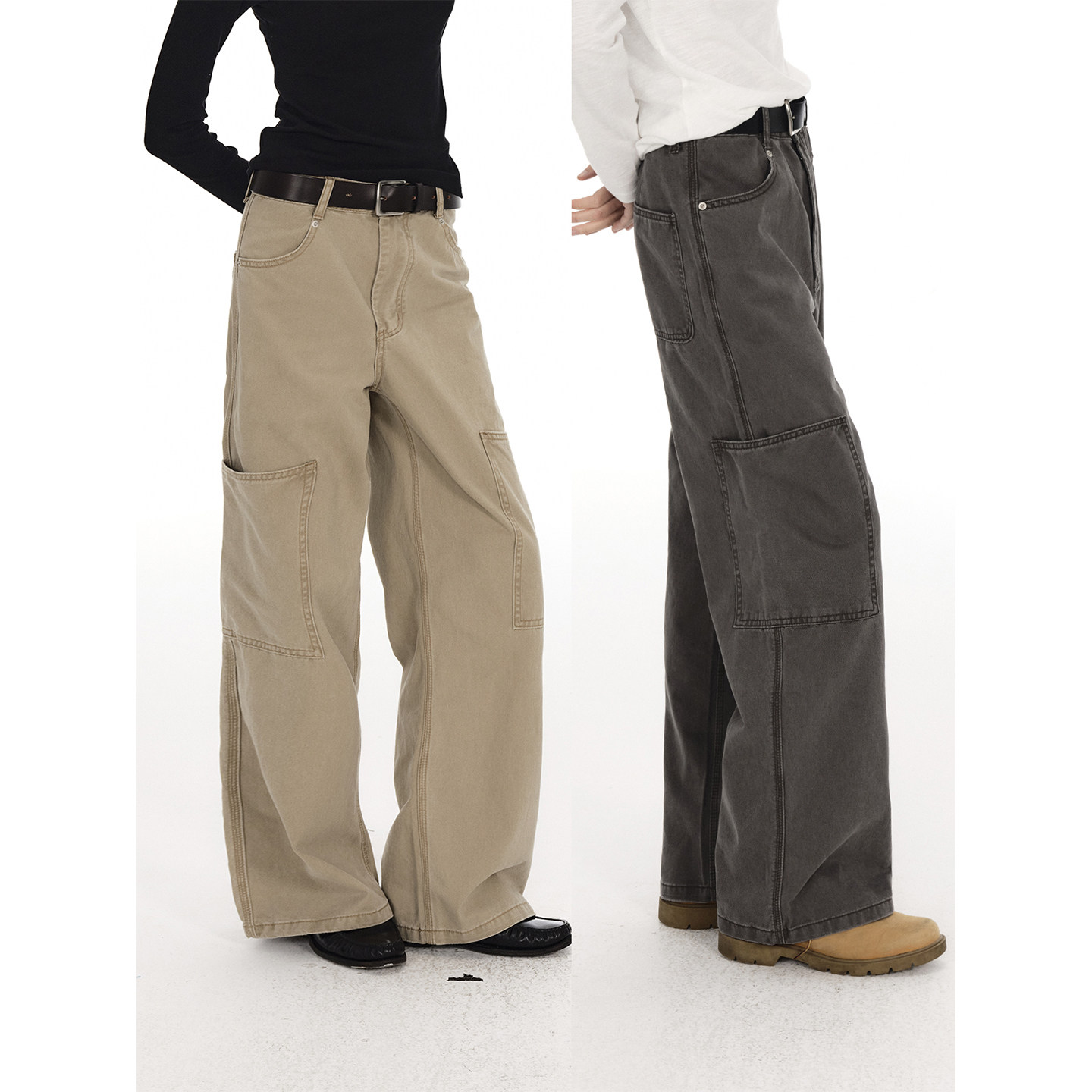 CountryMoment【男女同款】美式直筒牛仔裤工装裤卡其色休闲长裤