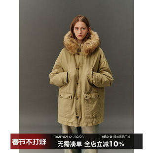 countrymoment冬季工装棉袄男女派克棉服加厚保暖棉衣外套长款