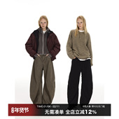 CountryMoment 纯棉休闲长裤 男女同款 立体裁剪宽松阔腿弯刀裤