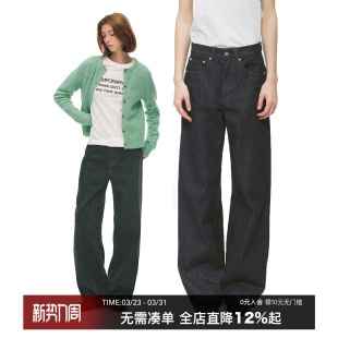 休闲宽松显瘦阔腿裤 CountryMoment 女黑色新款 牛仔裤 原色直筒工装