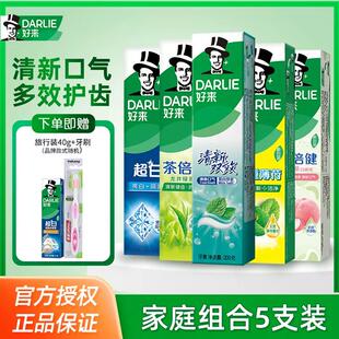 好来黑人牙膏双效薄荷清新口气超白茶倍健果味成人含氟官方正品