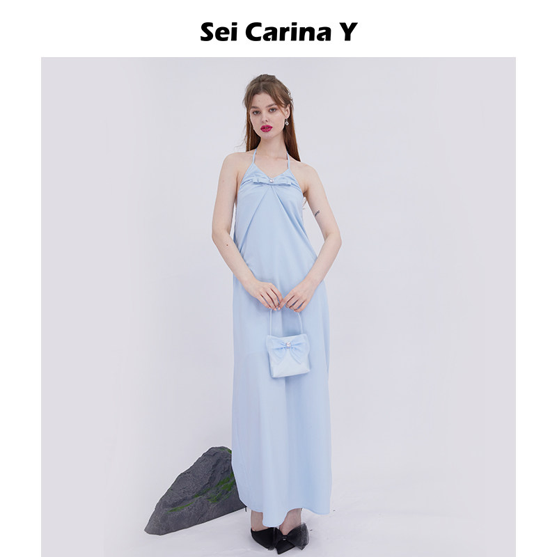 [6折]Sei Carina Y立体剪裁落地飘逸吊带长裙气质连衣裙女设计