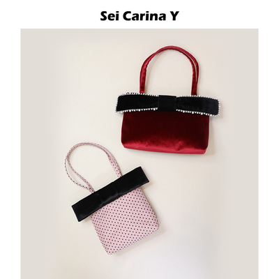SeiCarinaY方型丝绒撞色公主包