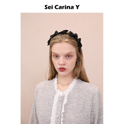 Sei Carina Y多丝绒蝴蝶结发箍女甜美百搭不勒头发饰头箍秋冬新款