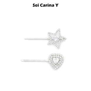 Y镂空五角星发夹女镶钻刘海夹新款 小众设计轻奢侧边夹 Carina Sei