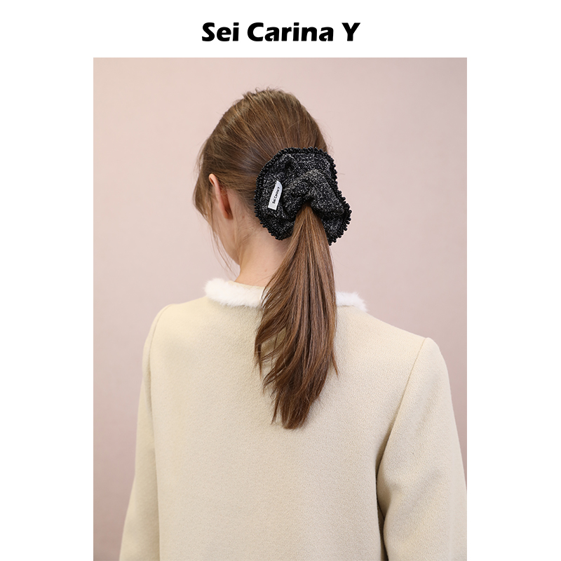 Sei Carina Y银丝花边发圈女大肠圈头绳发绳百搭简约时尚新款发饰