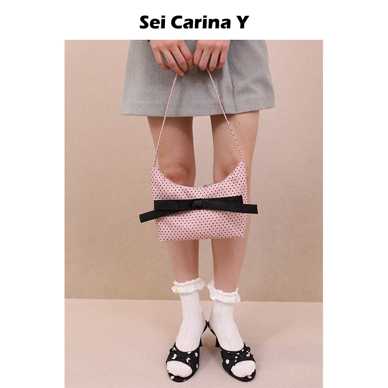 SeiCarinaY波点丝绒蝴蝶结包