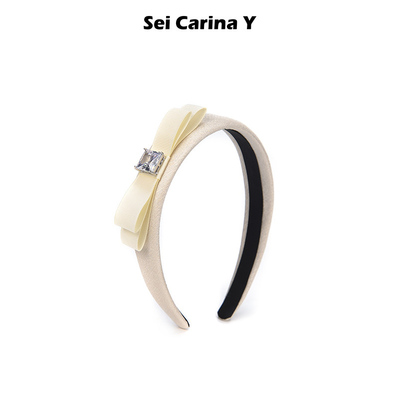 [6折] Sei Carina Y亮缎方钻蝴蝶结发箍公主宽边复古头箍气质