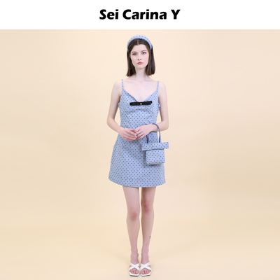 SeiCarinaY法式少女波点吊带裙