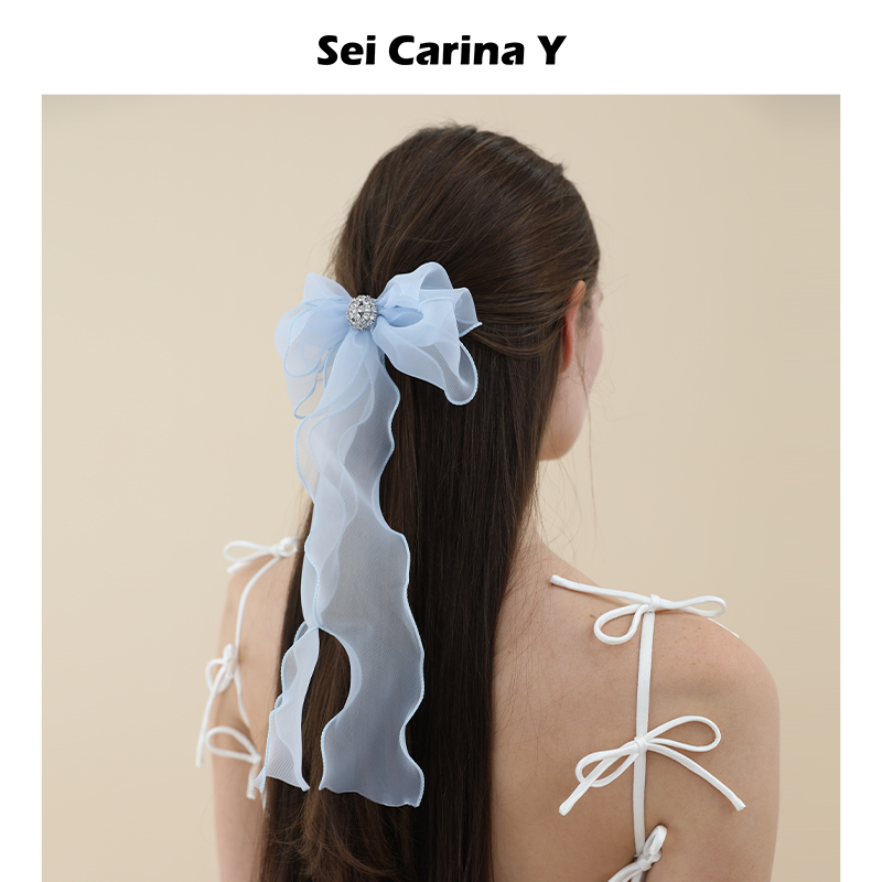 SeiCarinaY波浪蝴蝶结钻扣发夹
