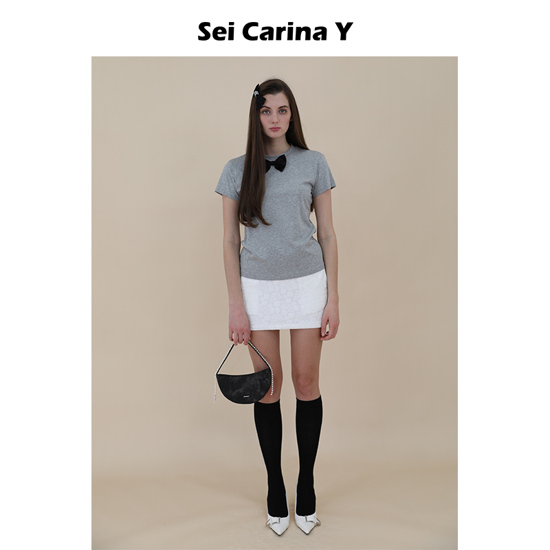 SeiCarinaY蝴蝶结领短袖