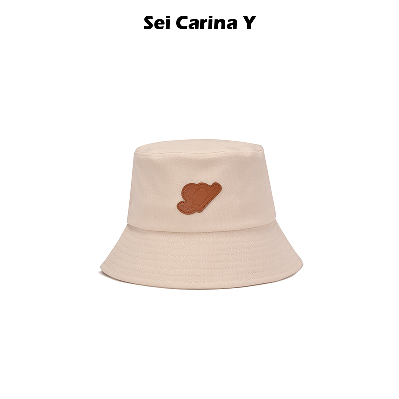 SeiCarinaY皮质标素色渔夫帽
