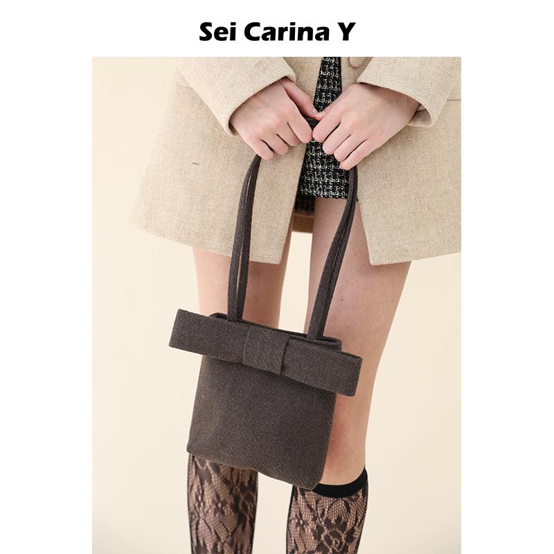 SeiCarinaY斜纹毛呢单肩公主包
