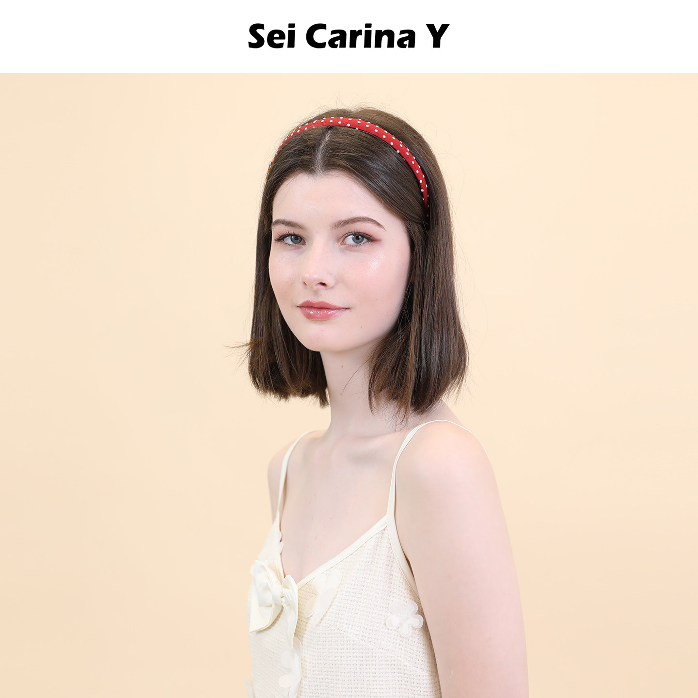 Sei Carina Y波点红色金标细发箍不勒头气质复古头箍夏季新款女