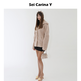Carina 新款 Y毛毛开衫 外套女秋冬款 高级感保暖大衣宽松 短款 Sei