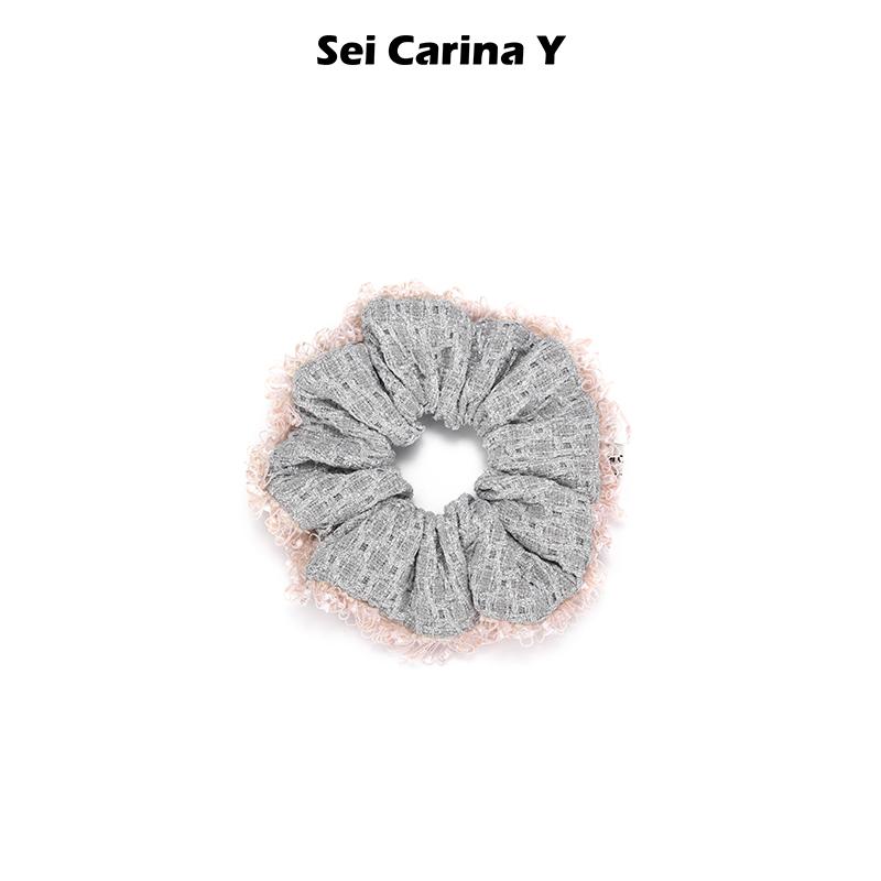 Sei Carina Y碎花边粗花呢大肠发圈女秋冬新款头绳百搭高级感