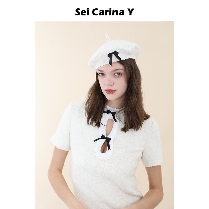 “ballet”粗花呢贝雷帽