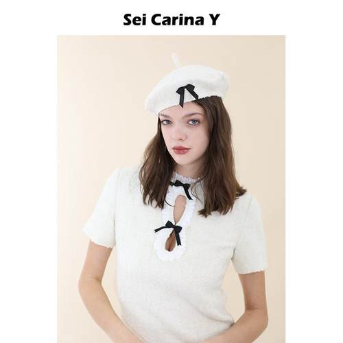 “ballet”粗花呢贝雷帽