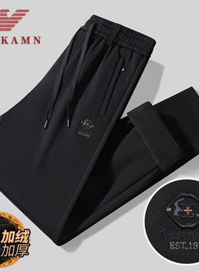 香港撤柜休闲裤男士25新款秋冬季针织长裤宽松直筒加绒加厚裤子男