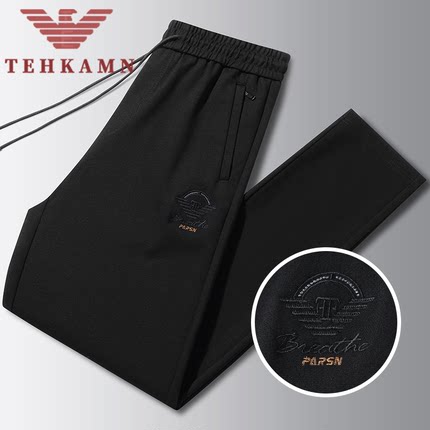 香港AMN简约休闲裤男春秋季弹力运动裤宽松直筒厚款男士舒适长裤