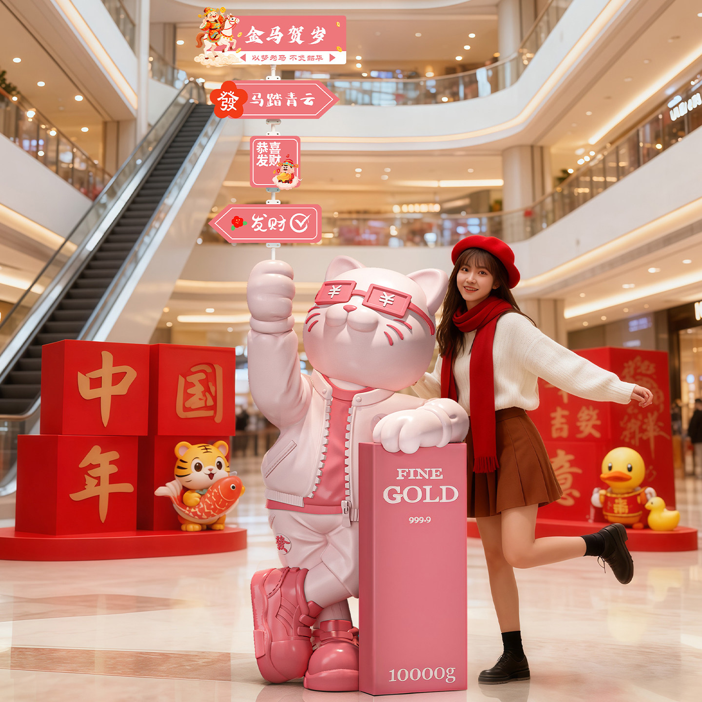 招财猫摆件落地公司前台店铺门口高档发财氛围装饰品新店开业礼物