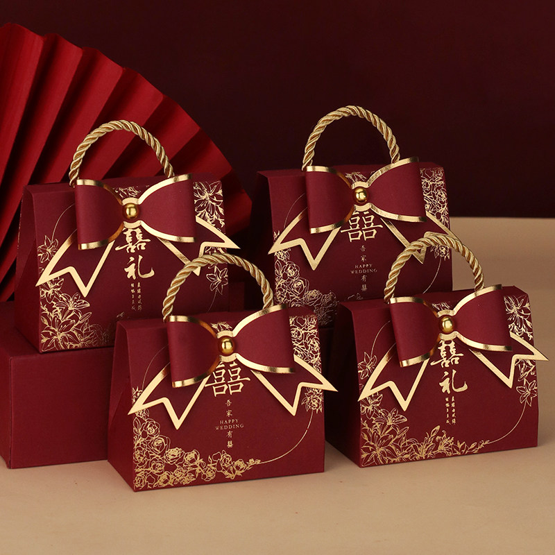 结婚喜糖盒婚礼手提伴手礼盒2026新款中国风创意糖盒喜糖袋子空盒