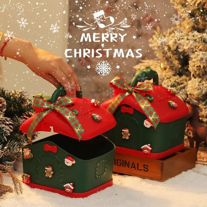 圣诞节礼物盒创意儿童存钱罐平安夜平安果包装盒手提礼品袋空盒子
