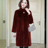 中长款 仿水貂毛大衣貂皮大衣百搭韩版 立领外套 皮草高端女装 秋冬季