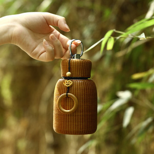 车载手工竹编高档不锈钢高颜值便携旅行女杯保温杯水杯小茶杯覆古