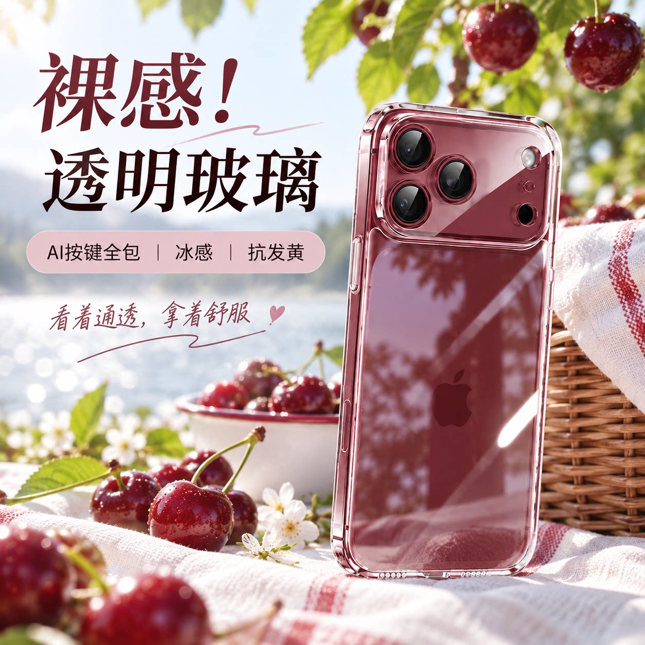 适用苹果18promax手机壳透明冰晶图片