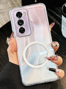 【进口拜耳】适用opporeno12pro手机壳磁吸新款超薄透明高级感reno11镜头全包防摔pro+散热10硅胶男女款软壳