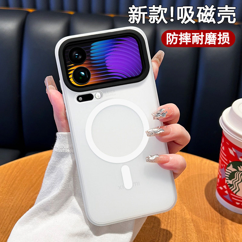 磨砂磁吸几何魔方适用小米17promax手机壳2025新款小米17保护套超薄xiaomi全包防摔15高级感十七新品软边硬壳