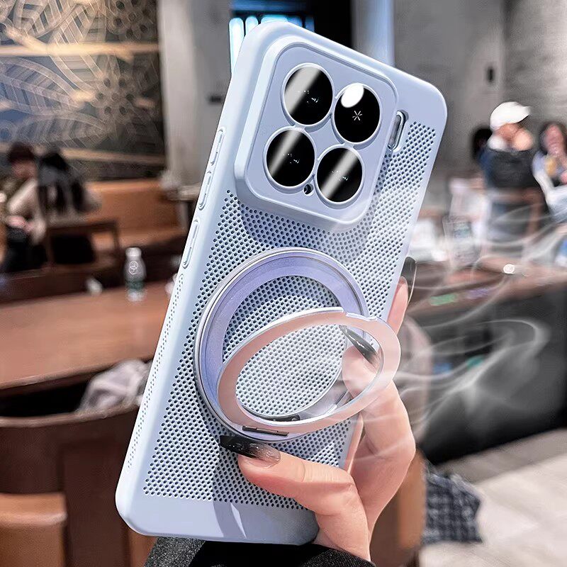 适用小米15pro手机壳小米14款360磁吸支架13ultra超薄12保护套11防摔全包散热黑色MagSafe男女款夏季透气硬壳