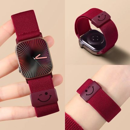 适用苹果手表s10表带红色编织女款s9秋冬高级感applewatch新款iphone女22mm紫色ultra2男se小众iwatch手表带