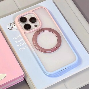 几何魔方适用苹果16promax手机壳iphone15透明360°磁吸支架超薄保护套14防摔plus全包13磨砂MagSafe软边硬壳