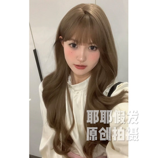 长卷发齐刘海jk全头套式 跨境假发女日常网红甜美lolita自然新款