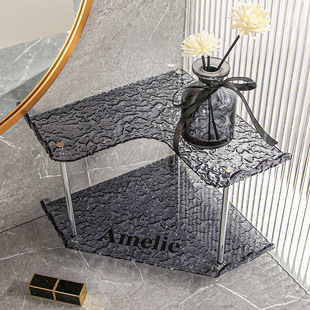 水波纹卫生间三角置物架免打孔高颜值亚克力多层浴室洗手台收纳