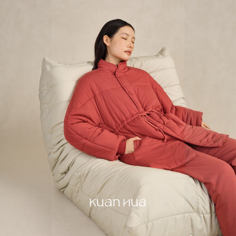 宽画中式夹棉睡衣女送礼本命年红