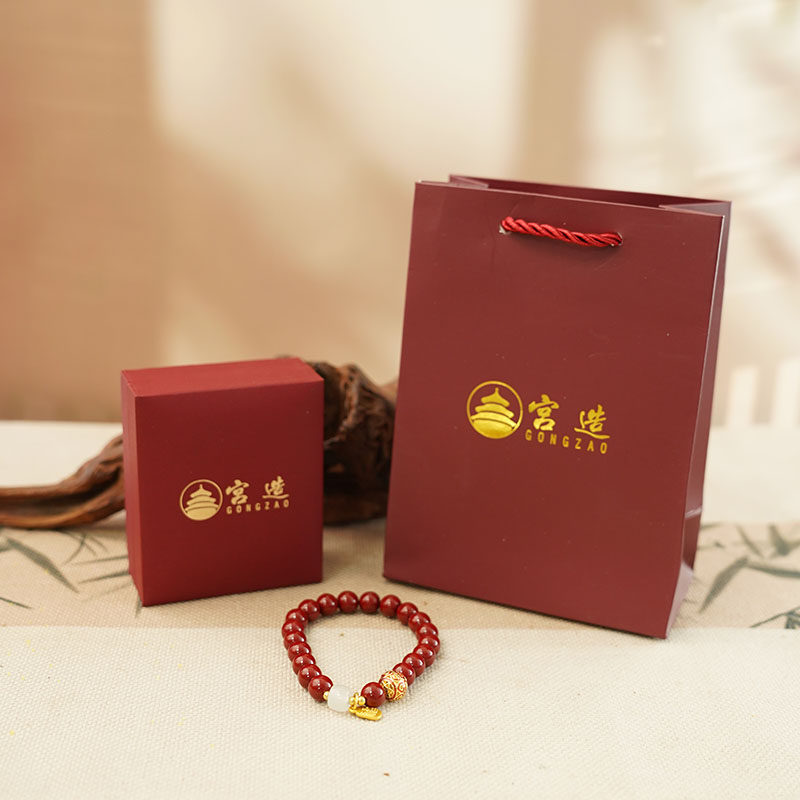 宫造诸事顺利朱砂单圈手串女士马年本命年朱砂手链太岁新年礼物男