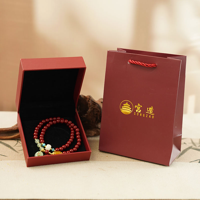宫造鸿福高照朱砂双圈手串女士马年本命年朱砂手链太岁新年礼物男