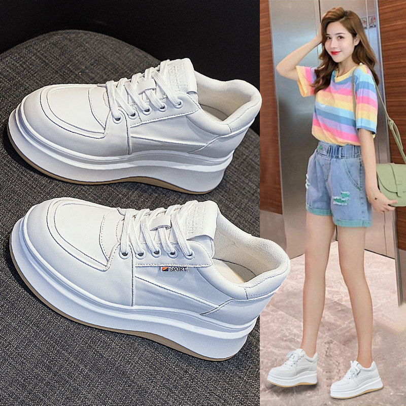 真皮小白鞋女2026春秋新款厚底百搭休闲运动爆款鞋子内增高女鞋