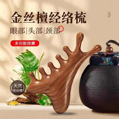 檀木4合1头皮按摩梳头疗眼脸通用