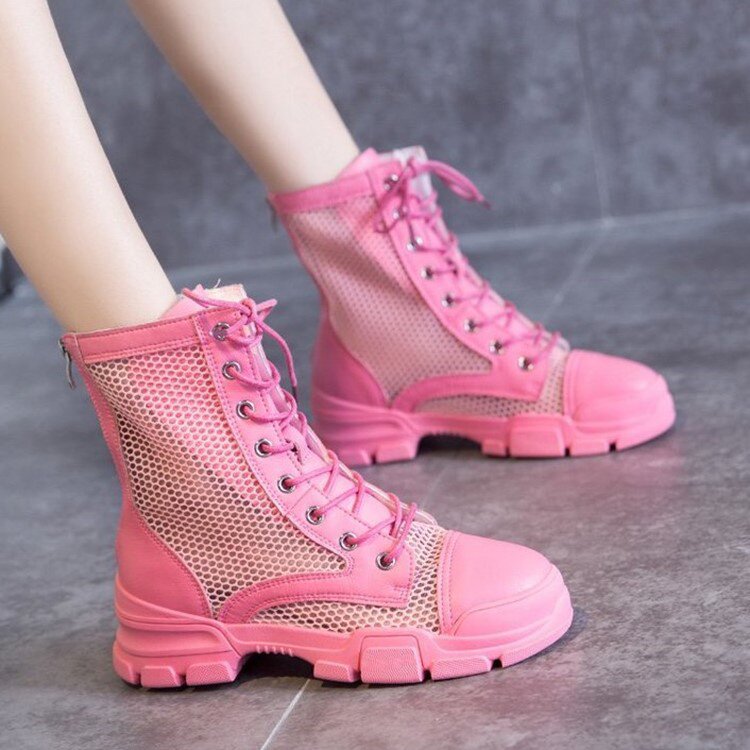 抖音中餐厅4赵丽颖颖宝同款鞋镂空马丁靴女夏季薄款厚底靴小个子