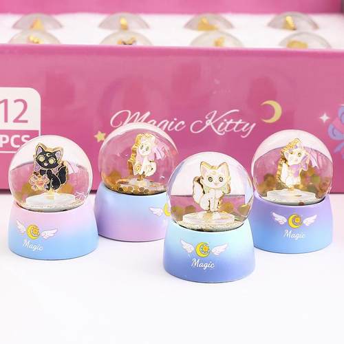 魔法小猫水晶球XS 卡通可爱桌面水晶球摆件儿童可爱迷你生日礼物