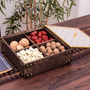 小吃盘商用高档糖果盒木质干果盘零食盘点心盘中药香料盒子实木