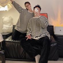 家居服冬加厚女款毛绒家居服睡衣秋女款男生男士长裤圆领情侣睡衣