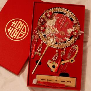 新娘团扇高级感女双面结婚用的扇子手工宫廷礼物古典新婚接亲汉服