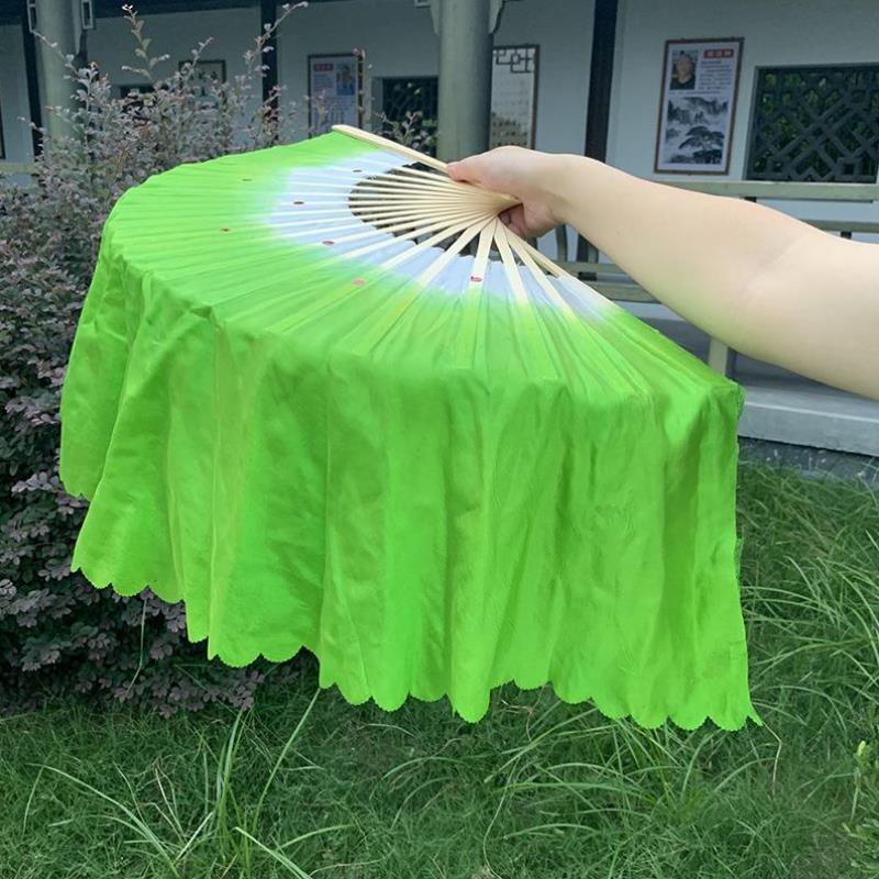 扇子跳舞专用绸扇旗袍彩带儿童舞蹈扇子便携彩绸古装折扇水墨葵扇
