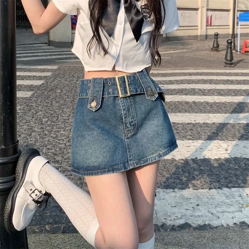 2025夏季小个子牛仔半身裙女高腰包臀辣妹超短裙子设计感小众裙裤