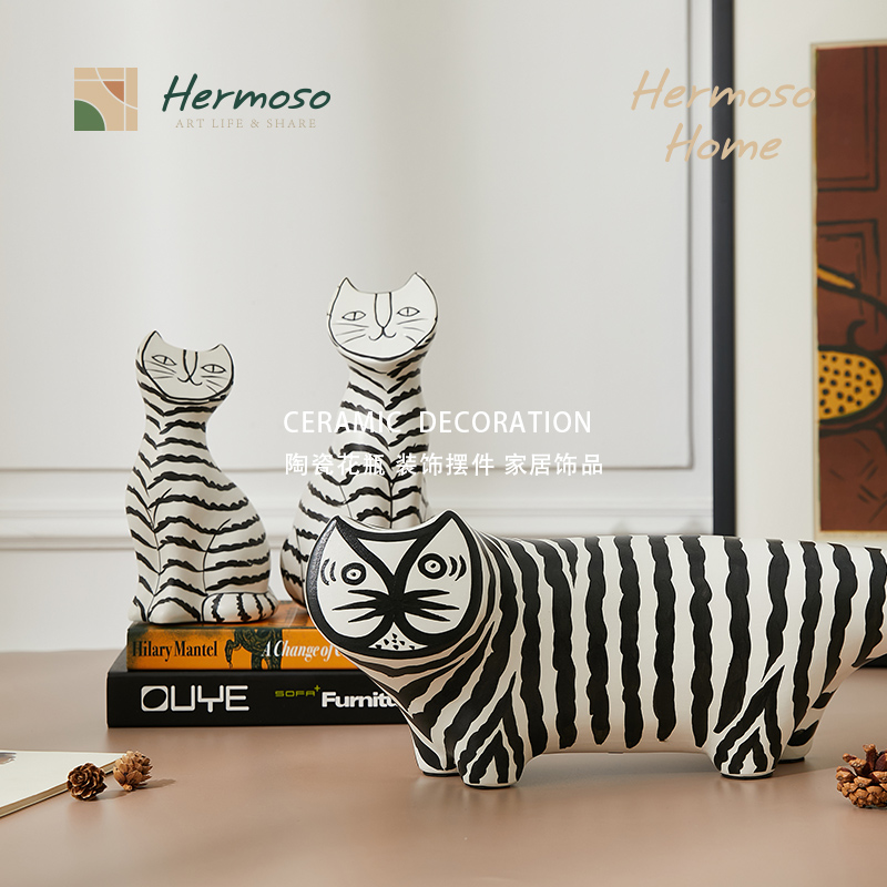 hermoso 北欧波米拉猫pomila猫咪陶瓷摆件酒柜装饰品书房乔迁新居